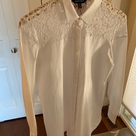 Ellen Tracy Stunning Lacey White Shirt - Picture 3 of 5